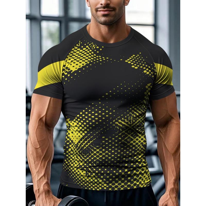Men's Fitness Short Sleeved Tight Fitting Sports Breathable Quick Drying Short Sleeved T-shirt