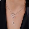 Sun Moon Pendant Necklace Women Fashion Stainless Steel Clavicle Chain Jewelry Gift for Friends New Arrival
