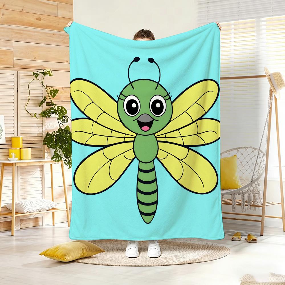 Cute Stuff Dragonfly Throw Lightweight 240G Flannel Blanket Soft Skin-Friendly For Summer Cooling