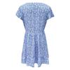 Fashion Women V Neck Button Floral Dress Short Sleeve Loose Casual Dress