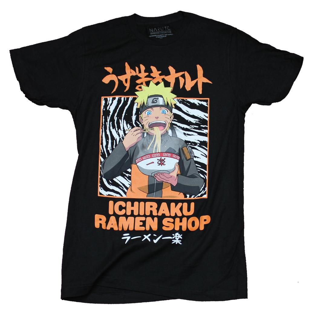 Naruto Shippuden Adult New T-Shirt - Giant Ichiraku Ramen Shop Eating Pic