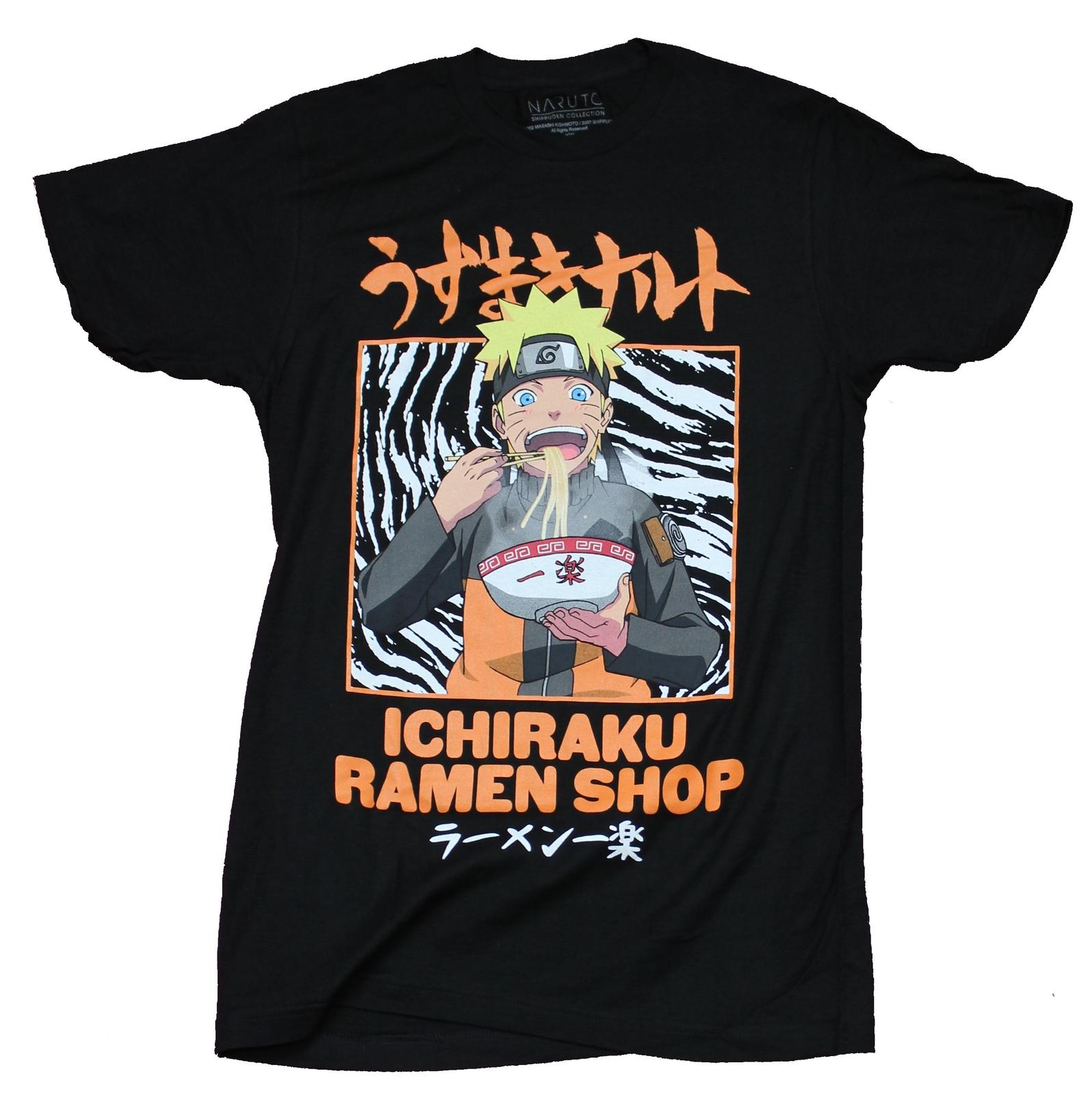 Naruto Shippuden Adult New T-Shirt - Giant Ichiraku Ramen Shop Eating Pic M