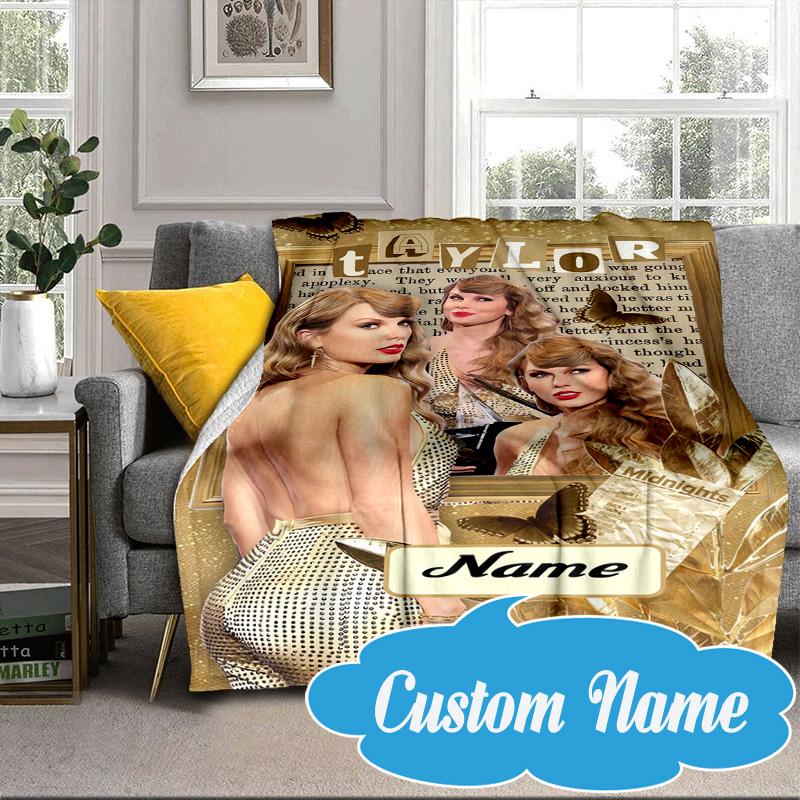 Custom Name Taylor Art Blanket bed sofa Blanket Flannel Blanket for Camping, Hiking, Picnic Essentials,gift for Fan family