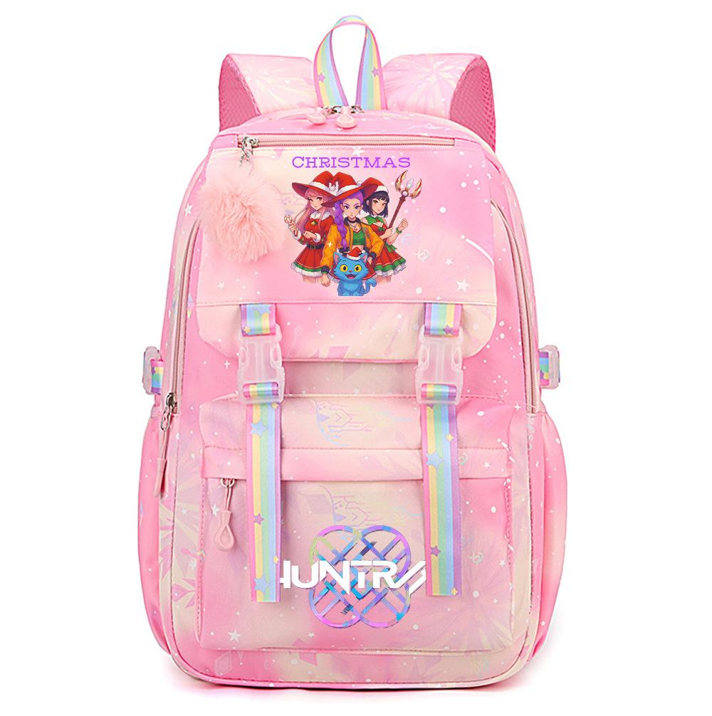 Cartoon Weihnachten KPop Dämonenjäger Bedruckter Rucksack mit großem Fassungsvermögen, wasserdicht, für Teenager, Schüler, Mädchen, Jungen, Schultasche, Bücherrucksack, Damen, wasserdichte Reisetasche