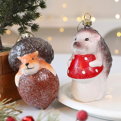 Christmas Tree Decoration Squirrel Hedgehog Christmas Ball Ornaments Xmas Holiday Decor for Home Table