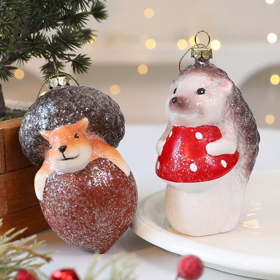 Christmas Tree Decoration Squirrel Hedgehog Christmas Ball Ornaments Xmas Holiday Decor for Home Table