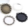 New Fashion 5pcs 25mm Inner Size Black Antique Silver Plated Bronze Flower Simple Style Cabochon Base Setting Charms Pendant