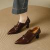 Fashion deep mouth temperament high heels women's autumn 2025 new thick heel soft leather professional commuting versatile retro single shoes