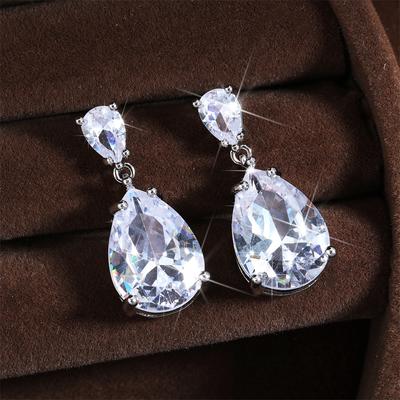 Cercei suspendanți ZAKOL Brand Picătură de Apă Zircon Cubic AAA Clar Culoare Cupru Nuntă Trendy Zircon pentru Femei