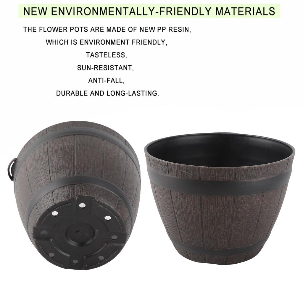 Imitation Wooden Plant Pot PP Resin Flower Pot Imitated Wood Planting Planter