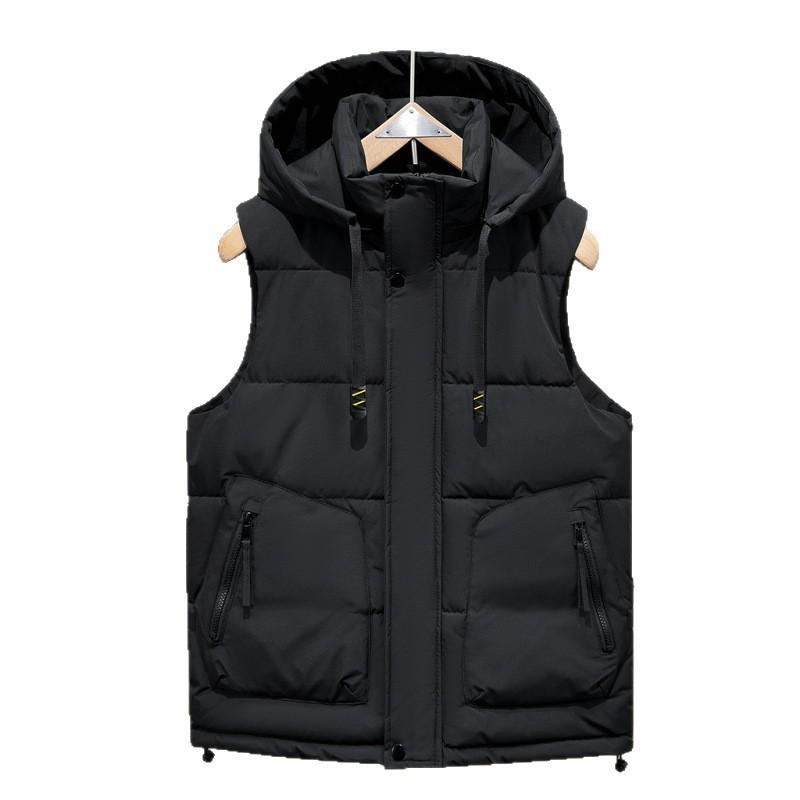 Men's Autumn/Winter Cotton Vest with Detachable Hood – Warm, Fashionable, and Thickened Casual Outerwear