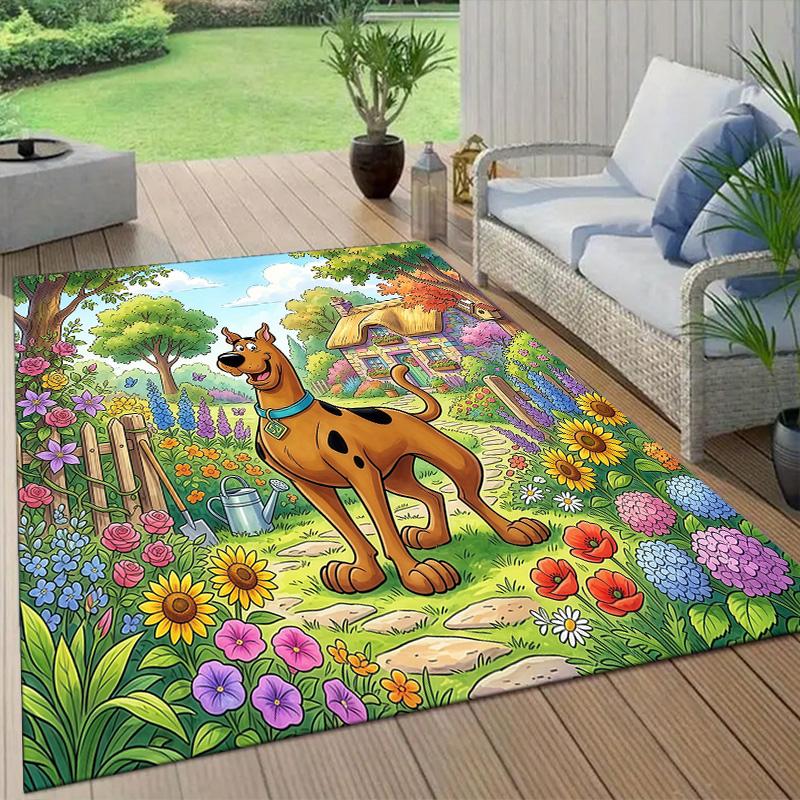 Scooby‑Doo2 Flannel Pattern Square Carpet,Area Rug,Carpet Rug for Living Room Bedroom Sofa Playroom Decor,Non-slip Floor Mat