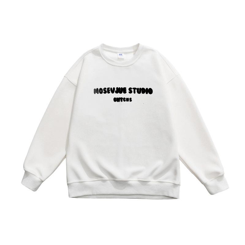 American Crew Neck Sweater Men's Autumn and Winter Retro Casual New Loose No Hat Jacket