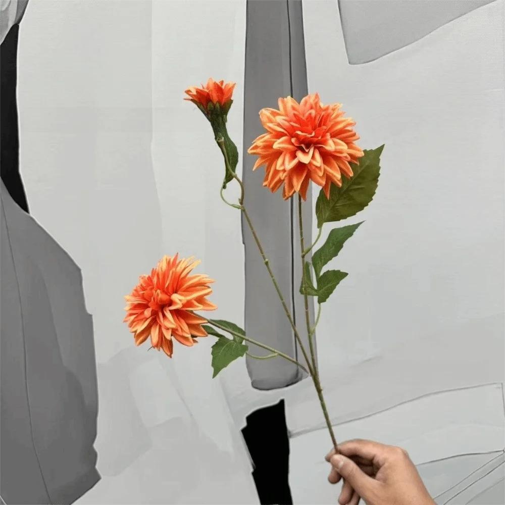 

New 72cm Artificial Dahlia Flower 3 Heads Long Branch Faux Flower Floral Arrangement Hydrangea Flower Wedding Decor помаранчевий