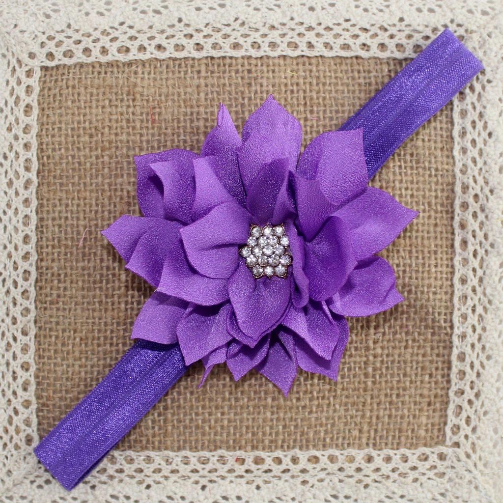 European & American Baby Rhinestone Lotus Headband – 13 Colors