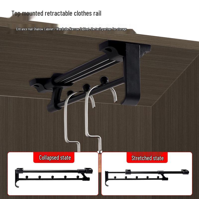 Telescopic Wardrobe Rail: Adjustable Clothes & Hat Hanger, Interior Hardware Accessory for Horizontal Hanging.