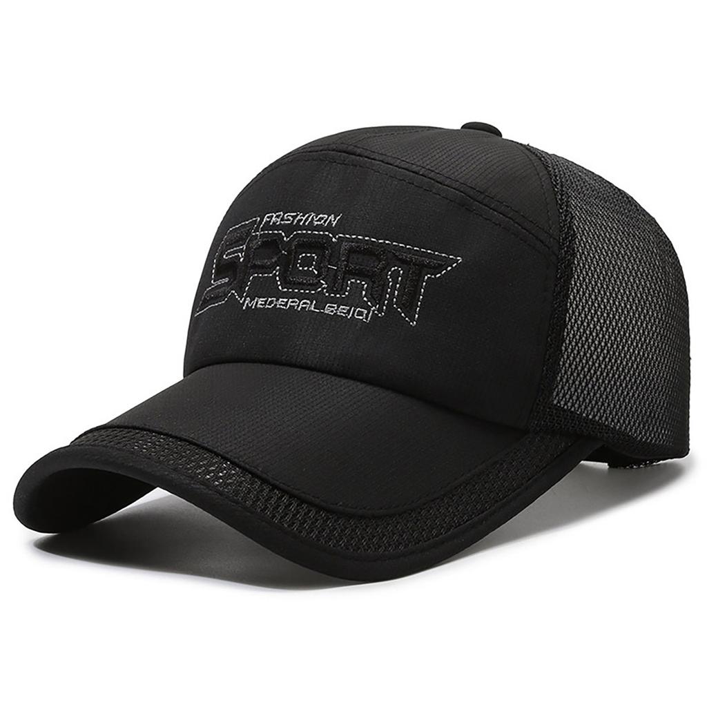 Fashion Solid Color Baseball Hat for Men Summer Cotton Letter Embroidery Mesh Breathable Duck Tongue Cap Male Casual Outdoor Hat