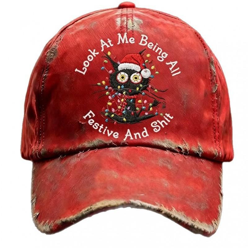 Digital Print Santa Claus Baseball Cap With Distressed Finish Unisex Outdoor Sun Hat Christmas Holiday Travel Beach Cycling