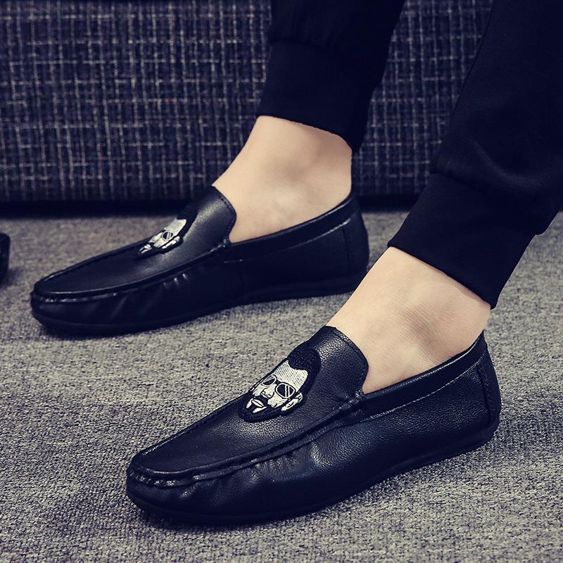 Doudou shoes men's spring and summer 2025 new one-pedal driving casual leather shoes British style lazy breathable loafers