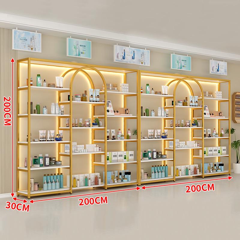 Illuminated Multi-Layer Cosmetic Display Shelf for Salons and Barbershops