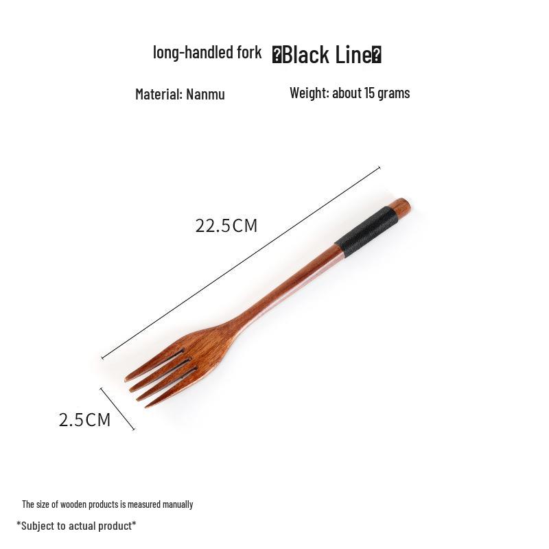 Wooden Cutlery Set: Spoon, Fork & Chopsticks with Travel Pouch