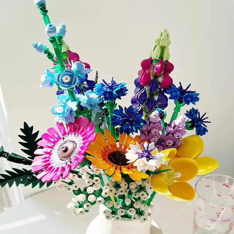 Romantic Wildflower Bouquet Flower Building Set Home Decoration Building Block Toys