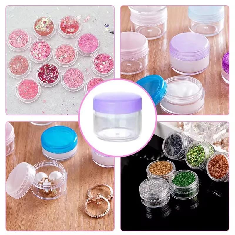 4PCS Empty 20g Travel Small Colorful Covers Clear Plastic Cosmetic Pot Jars With Lids For Face Cream Lip Balm Containers