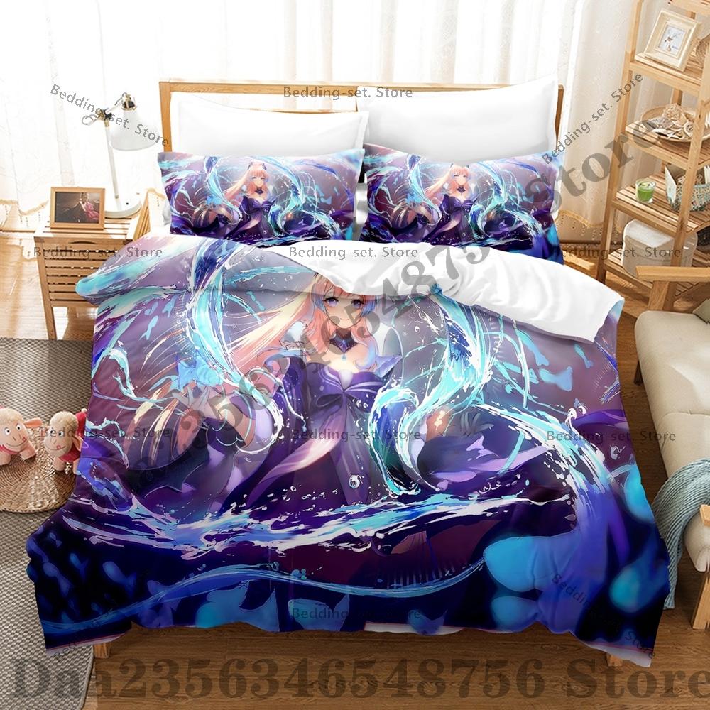 Genshin Impact Sangonomiya Kokomi Bedding Set Single Twin Full Queen King Size Bed Set Adult Bedroom Duvetcover Sets Anime Bed