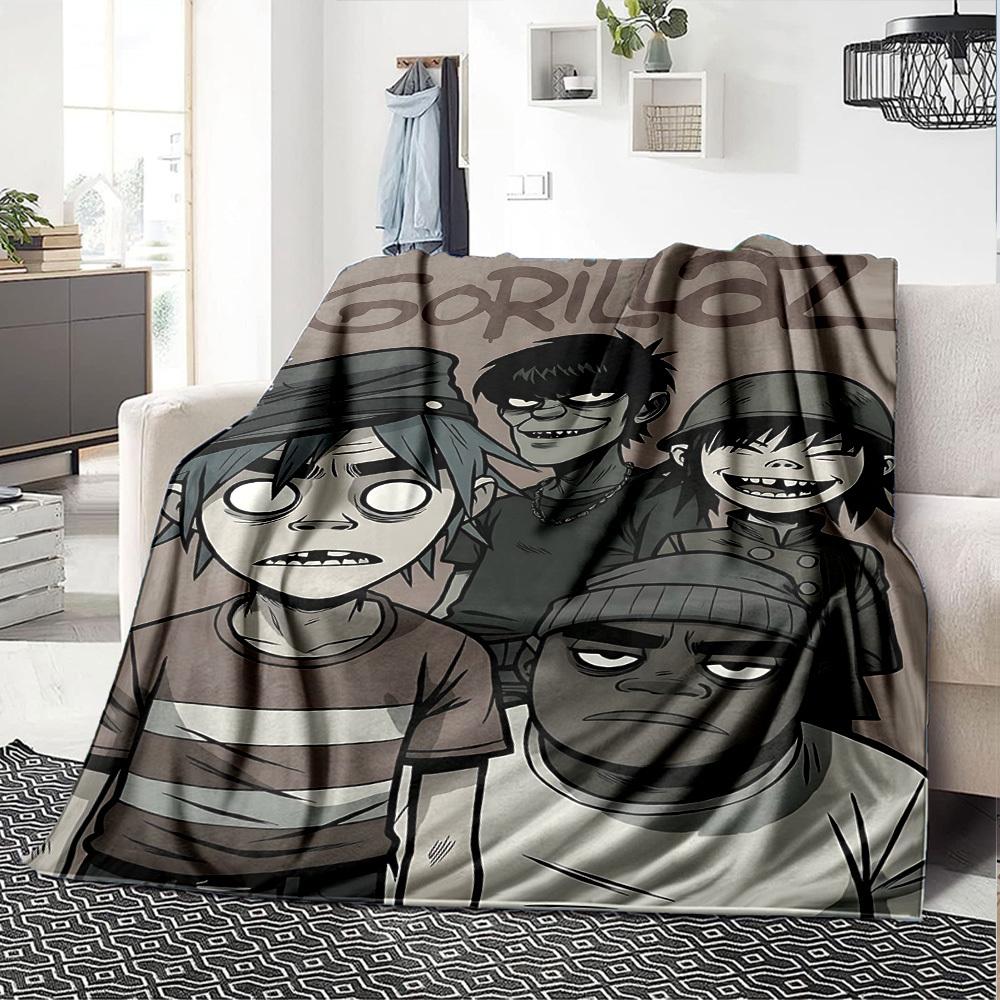 1pz Coperta Morbida Gorillaz in Flanella, Accogliente per Tutte le Stagioni in Poliestere, Perfetta per Casa, Ufficio