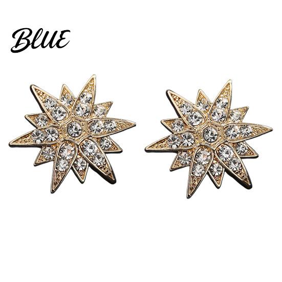 Alloy Lapel Pin 1/2Pcs Double-Layered Eight-Pointed Star with Rhinestones Thickened