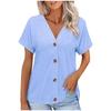 Europe, America Spring and Summer New Solid Color Button Loose Short-sleeved Top T-shirt Women's Spot