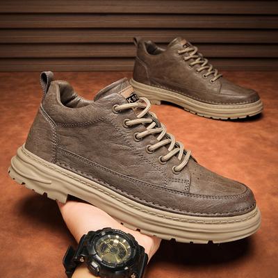 Fashion Fashion Genuine Leather Casual Shoes Thick Bottom Comfortable Outdoor Lace-up Walk Shoes Classic Versatile Men's Business Shoes