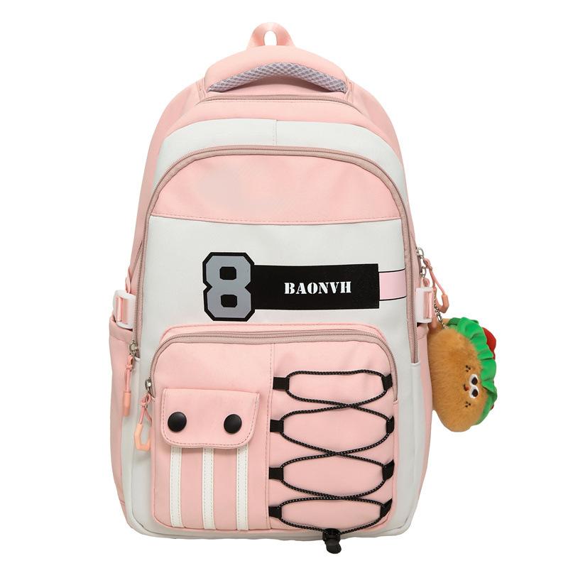 

Новый школьный рюкзак, большая вместимость, легкий для ношения в кампусе, защита спины, модный и универсальный, для учеников средней и старшей школы single package розовый