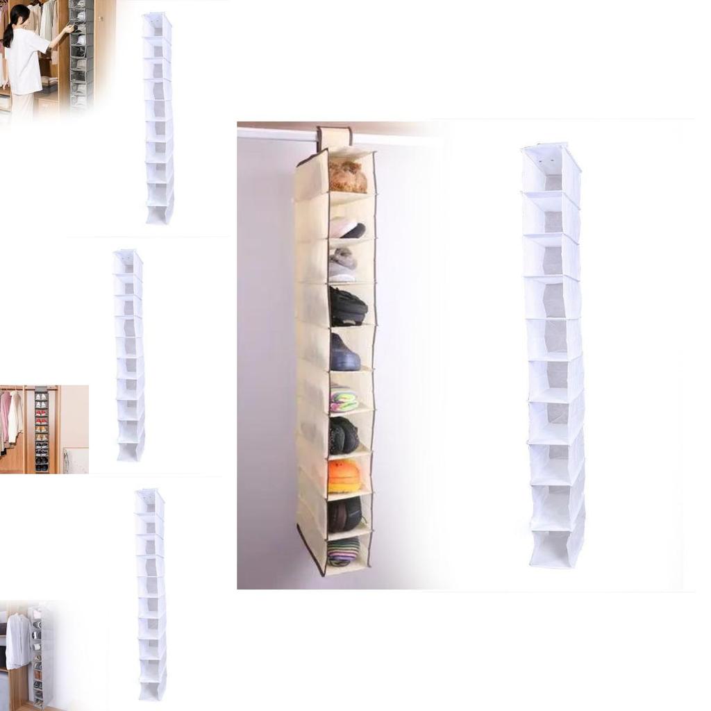 Modern Minimalist Non-woven Fabric 10 Tier Hanging Storage Bag For Bedroom Closet