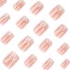 24 Pcs French Tip Stick On Nail Glossy False Nail Short Square Press On Nail White Wavy Lines Artificial Nail