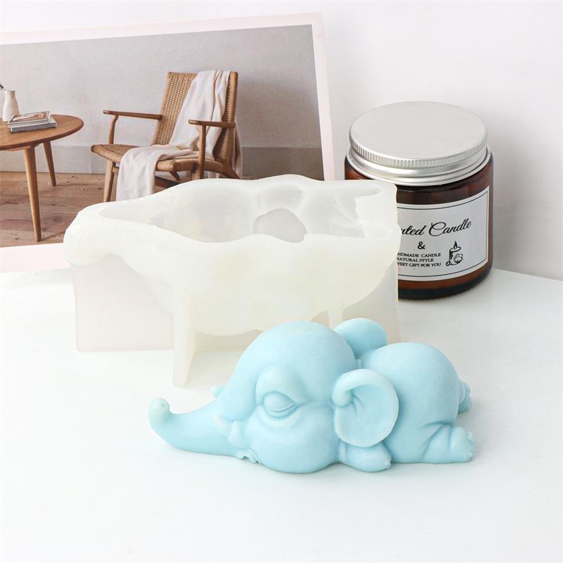 Cartoon Animal Statue Lying Elephant Cartoon Crocodile Silicone Mold DIY Candle Making Molds Plaster Ornaments Home Decor Gifts
