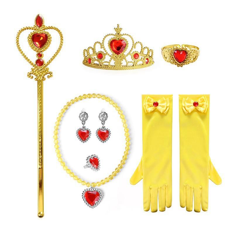 Disney Girls Cosplay Snow White Dress Yellow Luxury Costume with Cape Holiday Party Favor Girls Dress