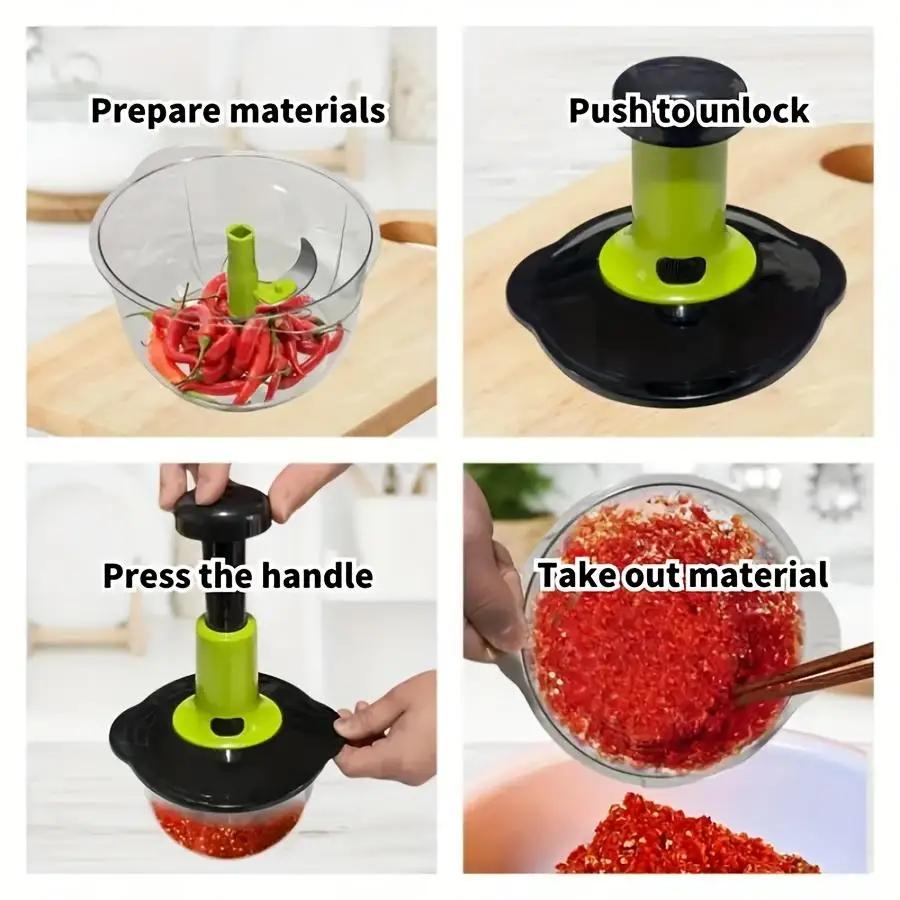 Multifunctional Manual Food Processor with Blade Guard Easy Clean Ergonomic Handle Ideal for Vegetables Garlic Meat Kitchen Tool