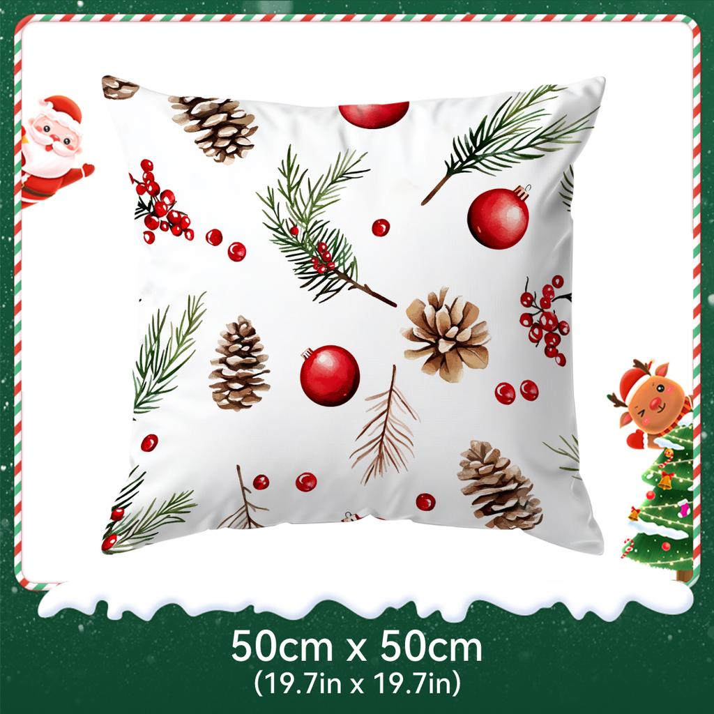 Cartoon Style Christmas Elements Pillowcase Bedroom Cushion Cover 100% Polyester Living Room Cushion Pillowcase Home Decor