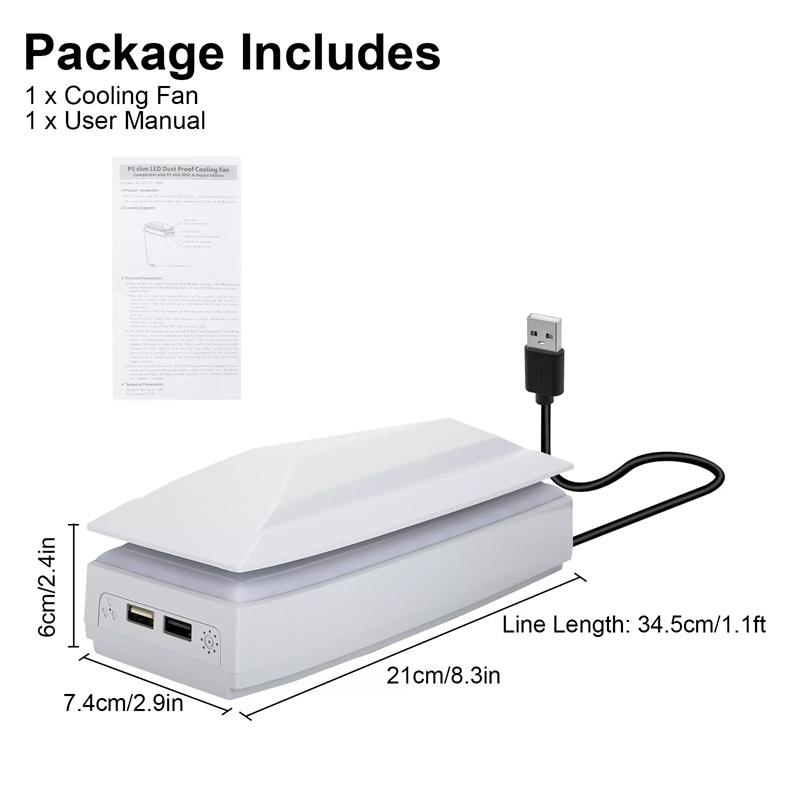 Konsolenlüfter mit Staubschutz Abdeckung Bunte LED-Beleuchtung 2 USB-Anschlüsse Oberer RGB-Lüfter 3 Geschwindigkeitskühler für PS5 Slim Konsole