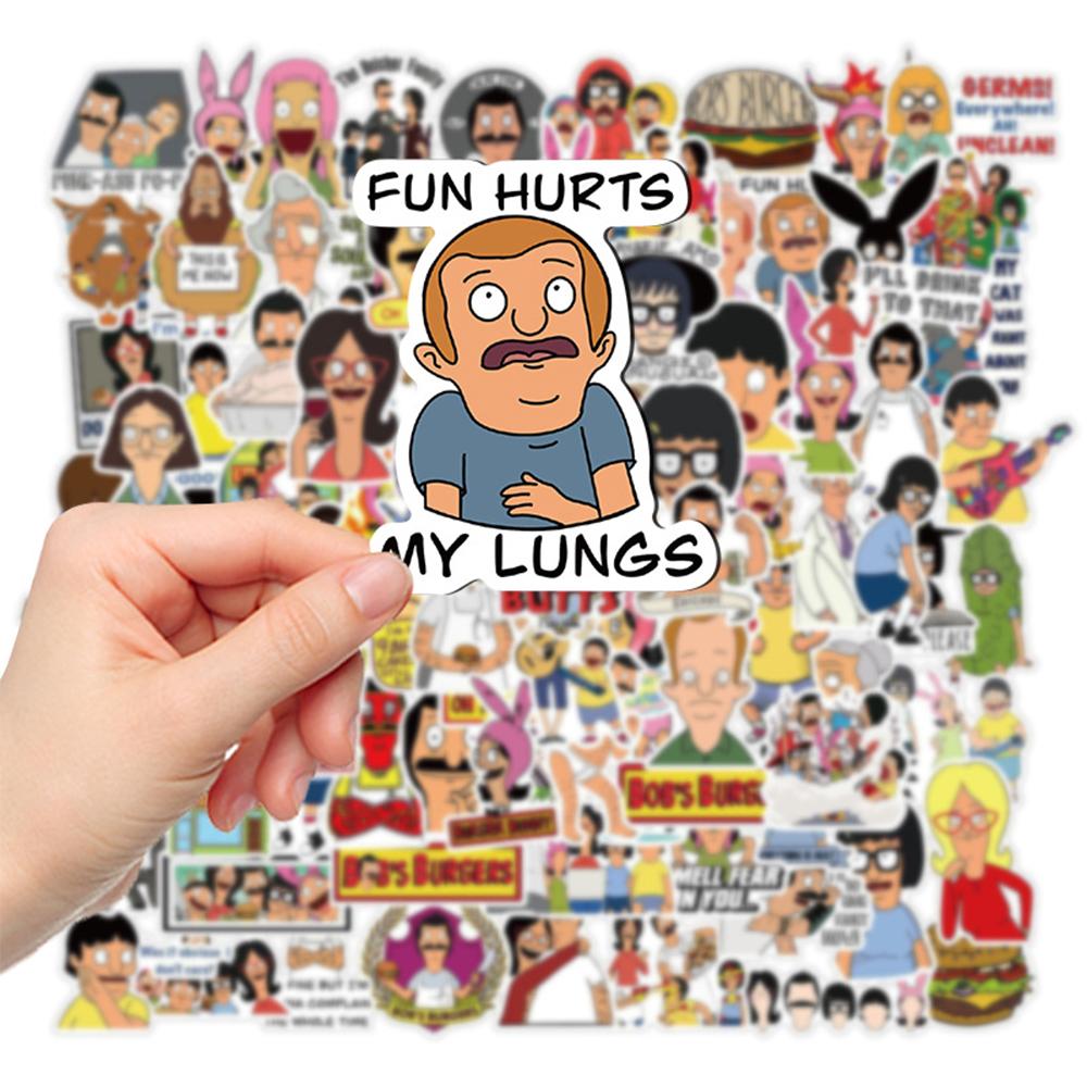 100pcs Bob's Burgers Vinyl Waterproof Stickers for Laptop  Bumper Skateboard