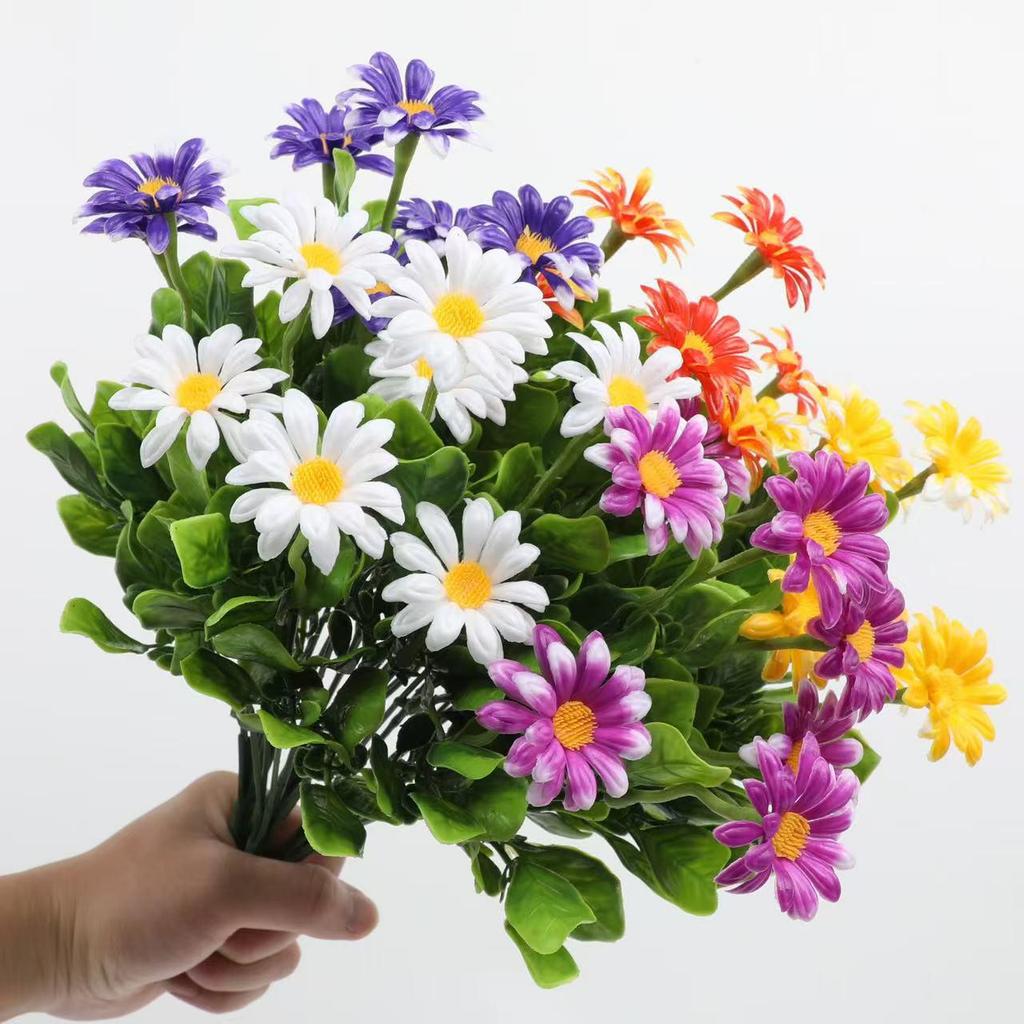 7-Forked Chamomile Artificial Flower, Plastic Daisy for Home Decoration
