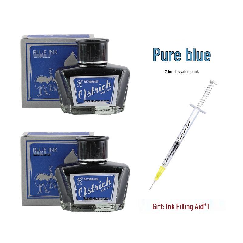 Ostrich Ink Series: Set of 3 Waterproof, Erasable Fountain Pen Inks - Red, Black, Pure Blue