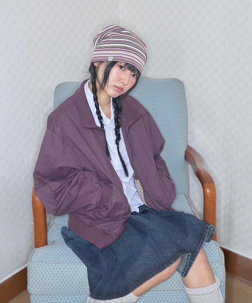 Kiibi Vintage Stripe Beanie Purple