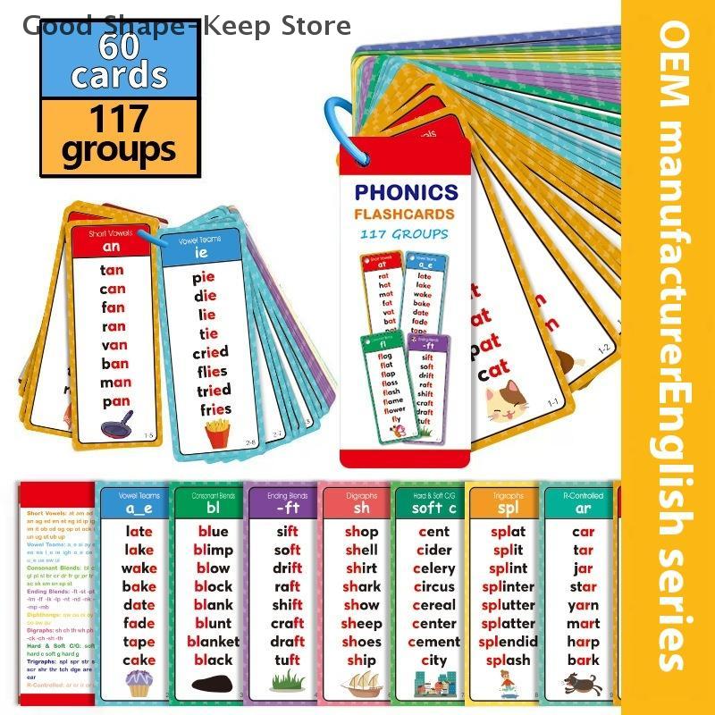 Montessori Phonics Teaching Assistants - 60 Word Index Card Sets for English Vocabulary Enhancement