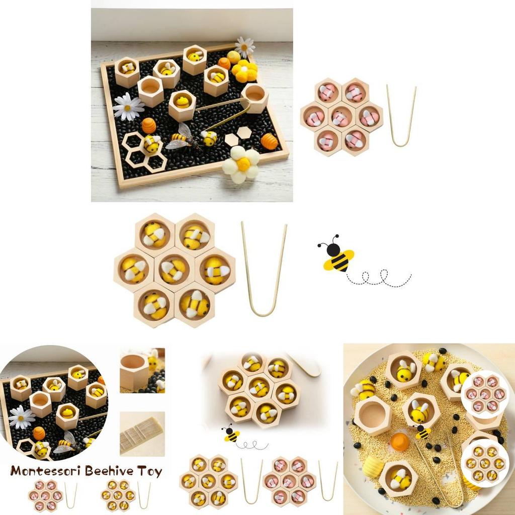 Montessori Wooden Beehive Clip Toy For Children Hand-eye Coordination, Color Recognition And Counting Skills Training