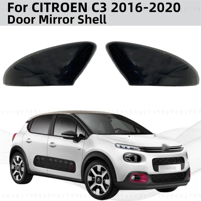 ABS plastic Car Black Rearview Accessories Door Mirror Shell For CITROEN C3 2016 2017 2018 White Car Decoration