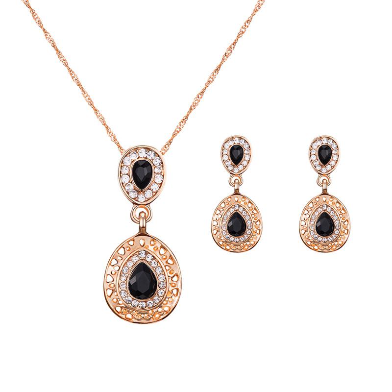 Kristall Tropfen Halskette und Ohrring Set - Brautschmuck für Frauen
