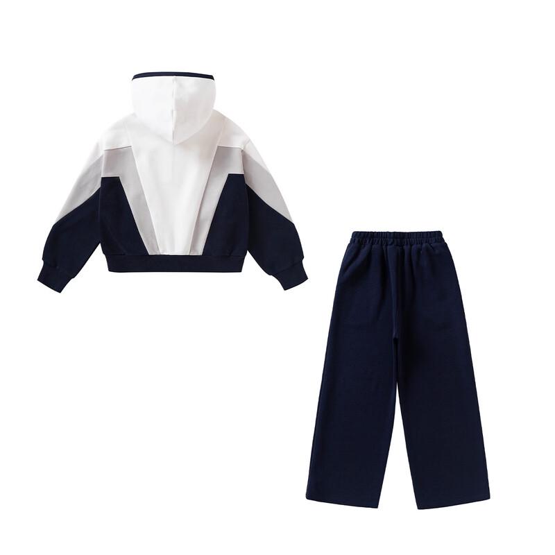 Tonlion Girls' Casual Color-Blocked Hooded Two-Piece Set