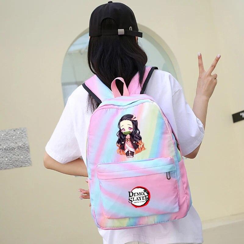 3ks/set Anime Demon Slayer Batoh Back To School Dětské batohy Chlapec Dívka Kawaii Oběd Taška Penál Studentské tašky
